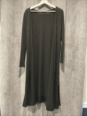 Studio Long Sleeve Ribbed Black Cardigan